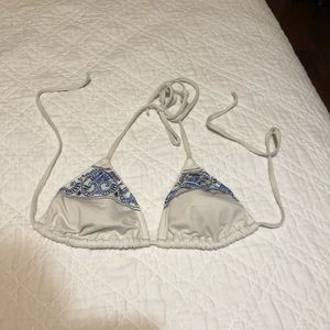 Blue embroidered bikini top